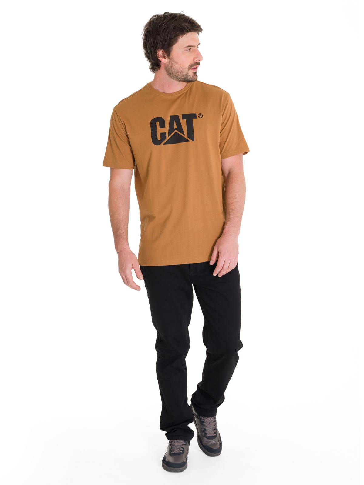 Polera Manga Corta Hombre Logo CAT Café Cat