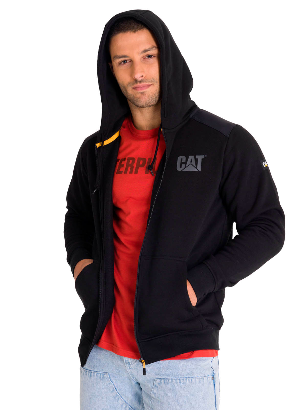 Polerón con gorro Hombre Essential Banner Negro Cat