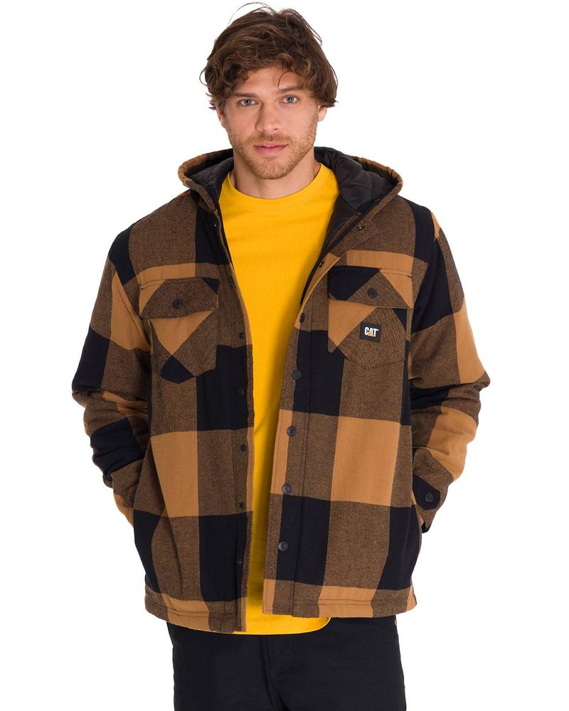 Chaqueta-Hombre-Hooded-Flannel-Negro-y-Cafe-Cat