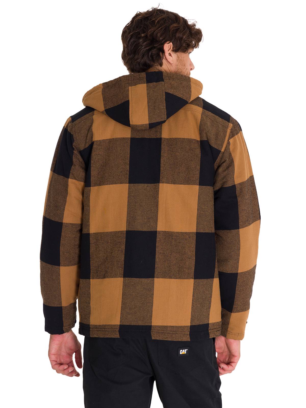 Chaqueta Hombre Hooded Flannel Negro y Café Cat