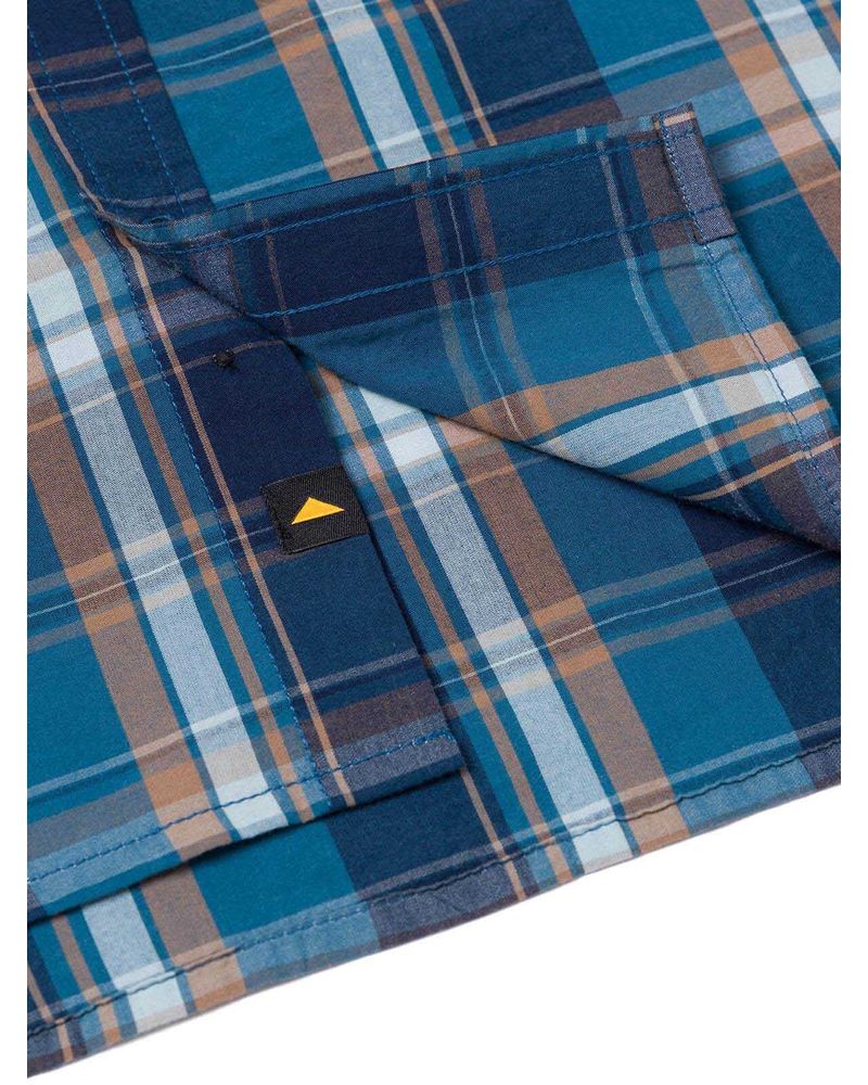 Camisa-Manga-LargaCasual-Hombre-Plaid-Poplin-Rojo-Azul-CAT