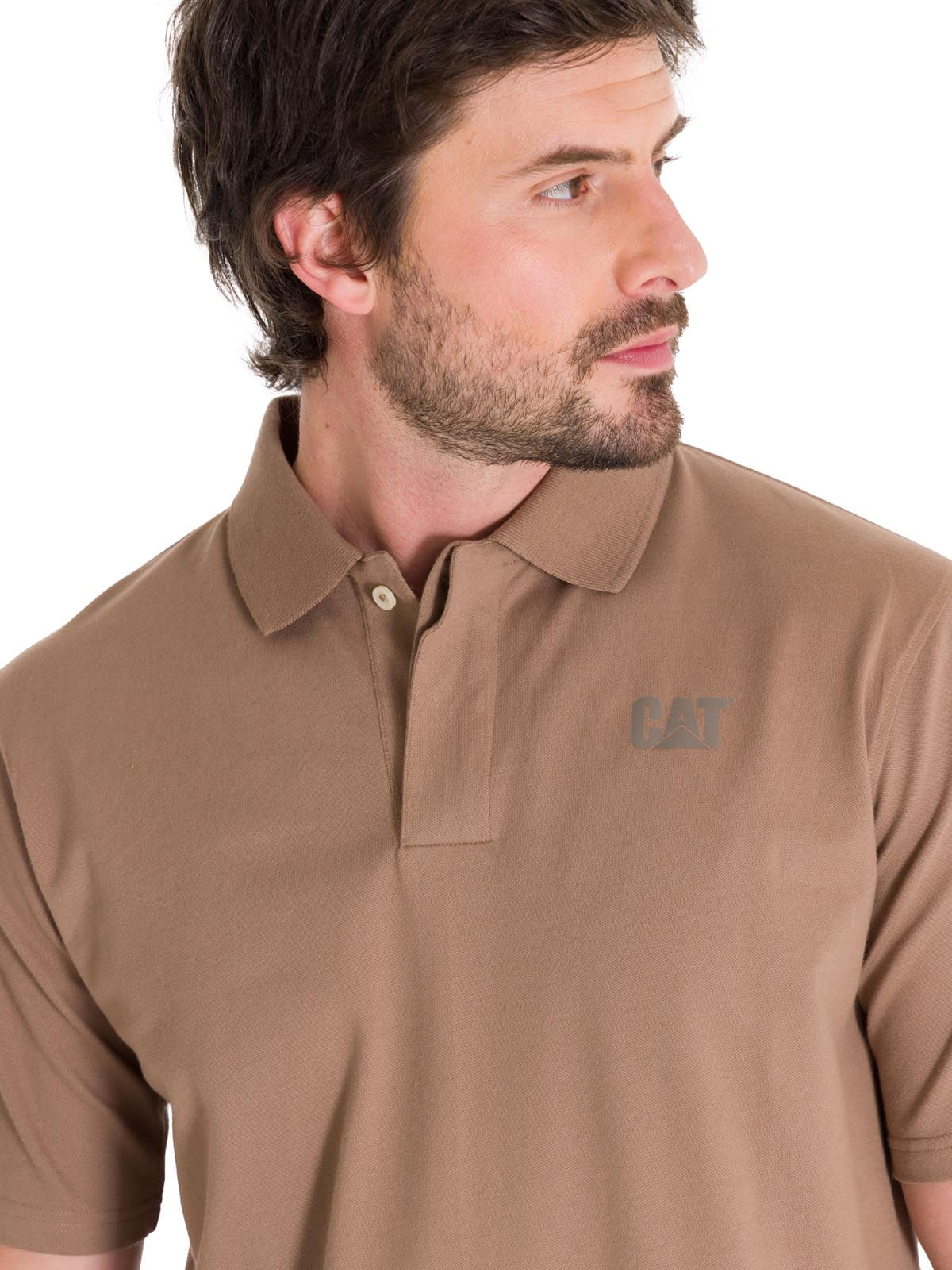 Polera Polo Hombre Logo CAT Café Cat
