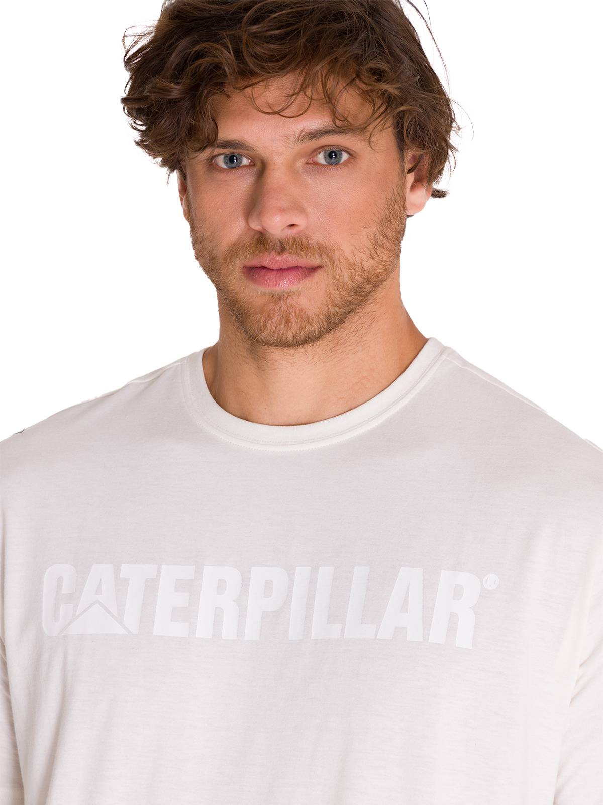 Polera Manga Corta Hombre Logo Caterpillar Blanco Cat