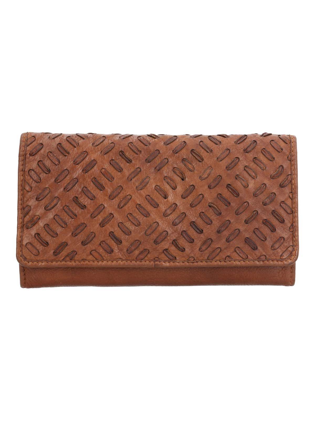 Billetera Cuero Mujer Ws Braid Wallet Camel Rockford
