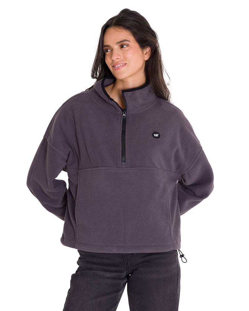 Polar-Manga-Larga-Mujer-BOXY-OVERSIZED-HALF-ZIP-FLEECE-Gris-Oscuro-Cat