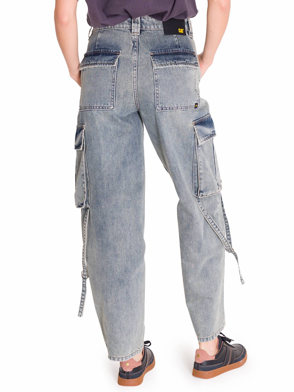 Jeans Tiro Alto Mujer RIGID DENIM EXAGGERATED CARGO Gris Claro Cat