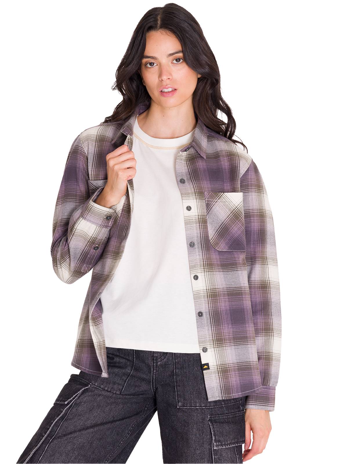 Camisa Manga Larga Mujer Flannel Relaxed Lila L/S Cat