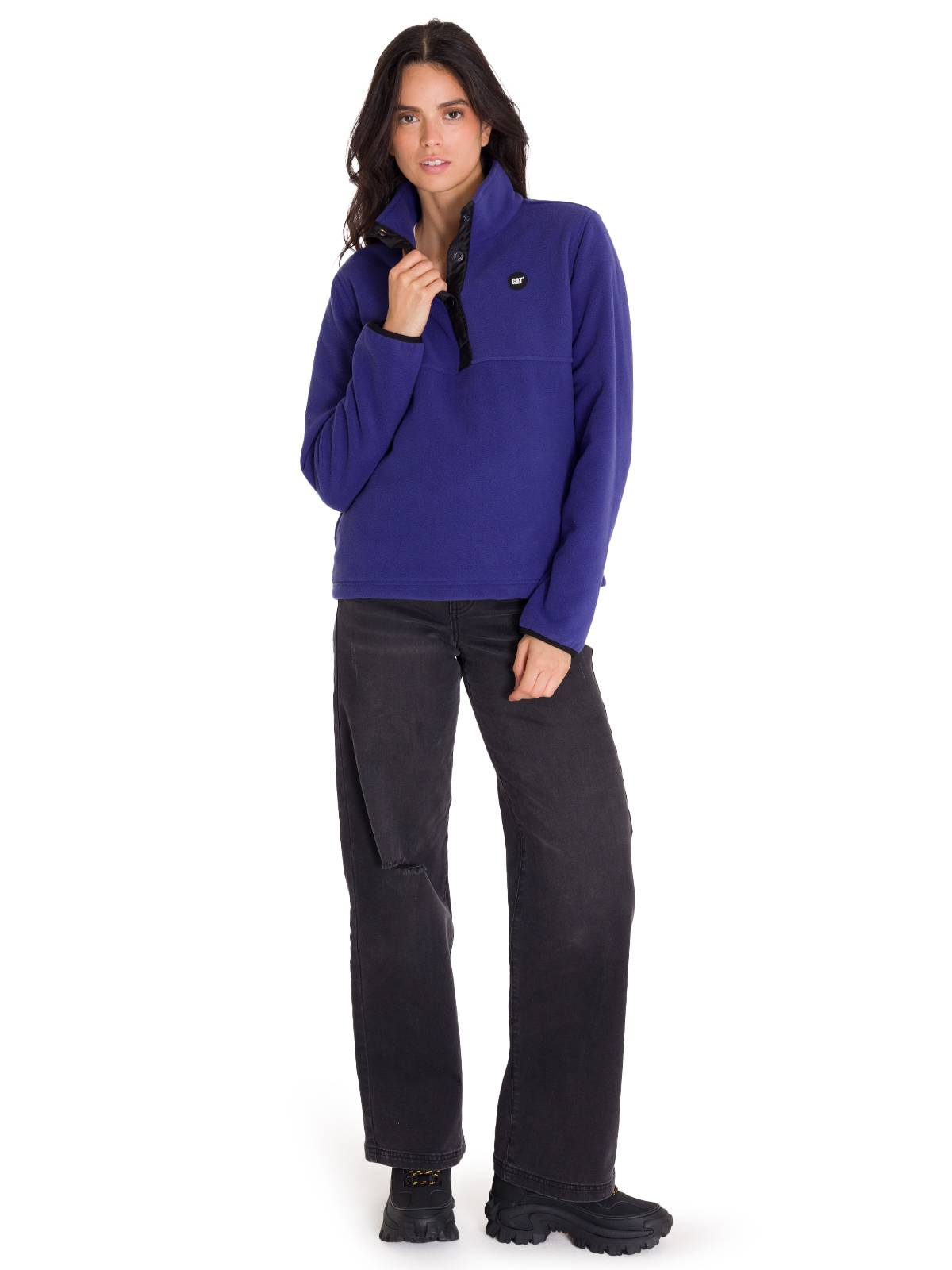 Polar Manga Larga Mujer W Polar Fleece Half Snap Po Azul Cat