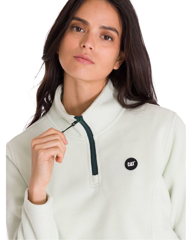 Polar-Manga-Larga-Mujer-W-Microfleece-Quarter-Zip-Pullover-Oliva-Claro-Cat