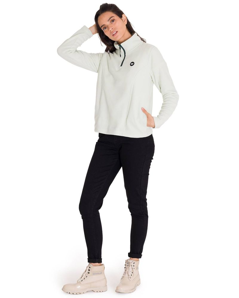 Polar-Manga-Larga-Mujer-W-Microfleece-Quarter-Zip-Pullover-Oliva-Claro-Cat