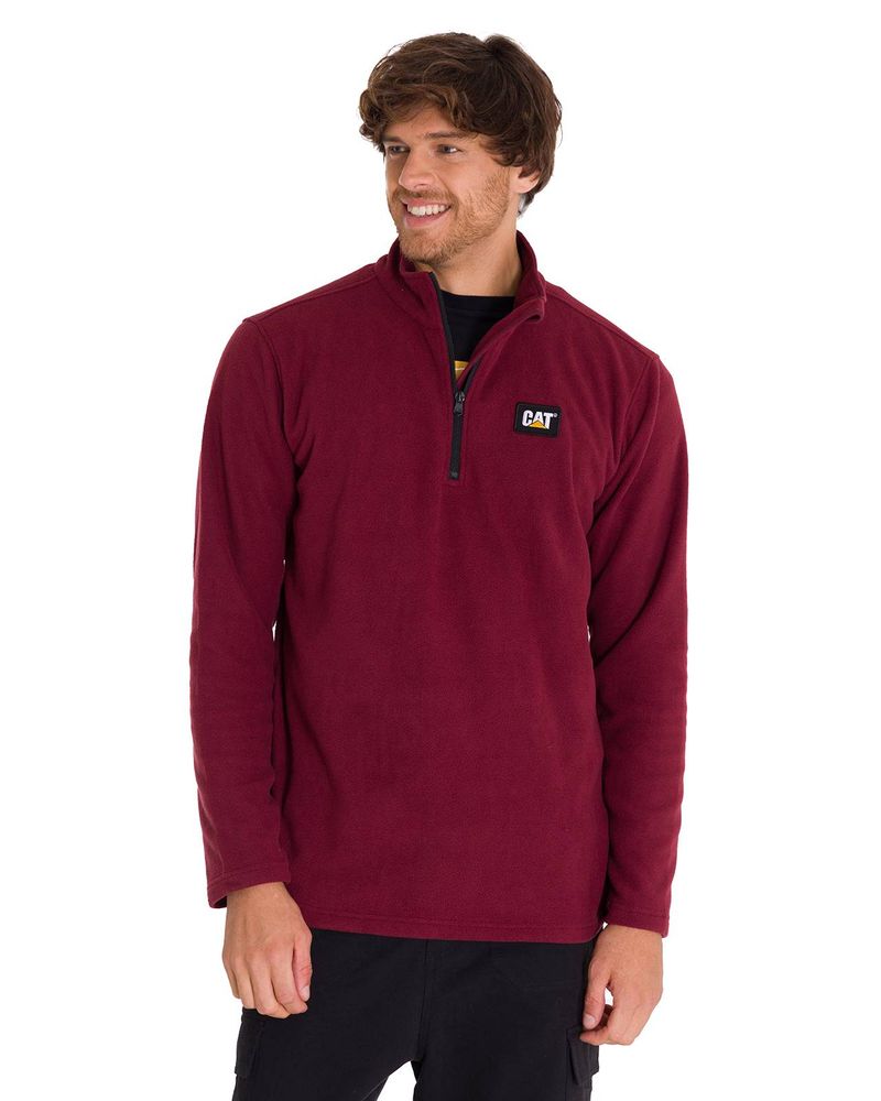 Polar-Manga-Larga-Hombre-Microfleece-Quarter-Zip-Burdeo-Cat