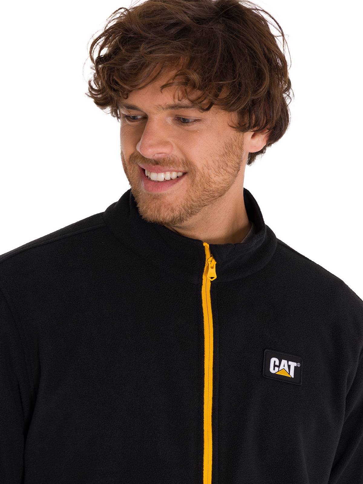 Polar Manga Larga Hombre Microfleece Full Zip Negro/Amarillo Cat