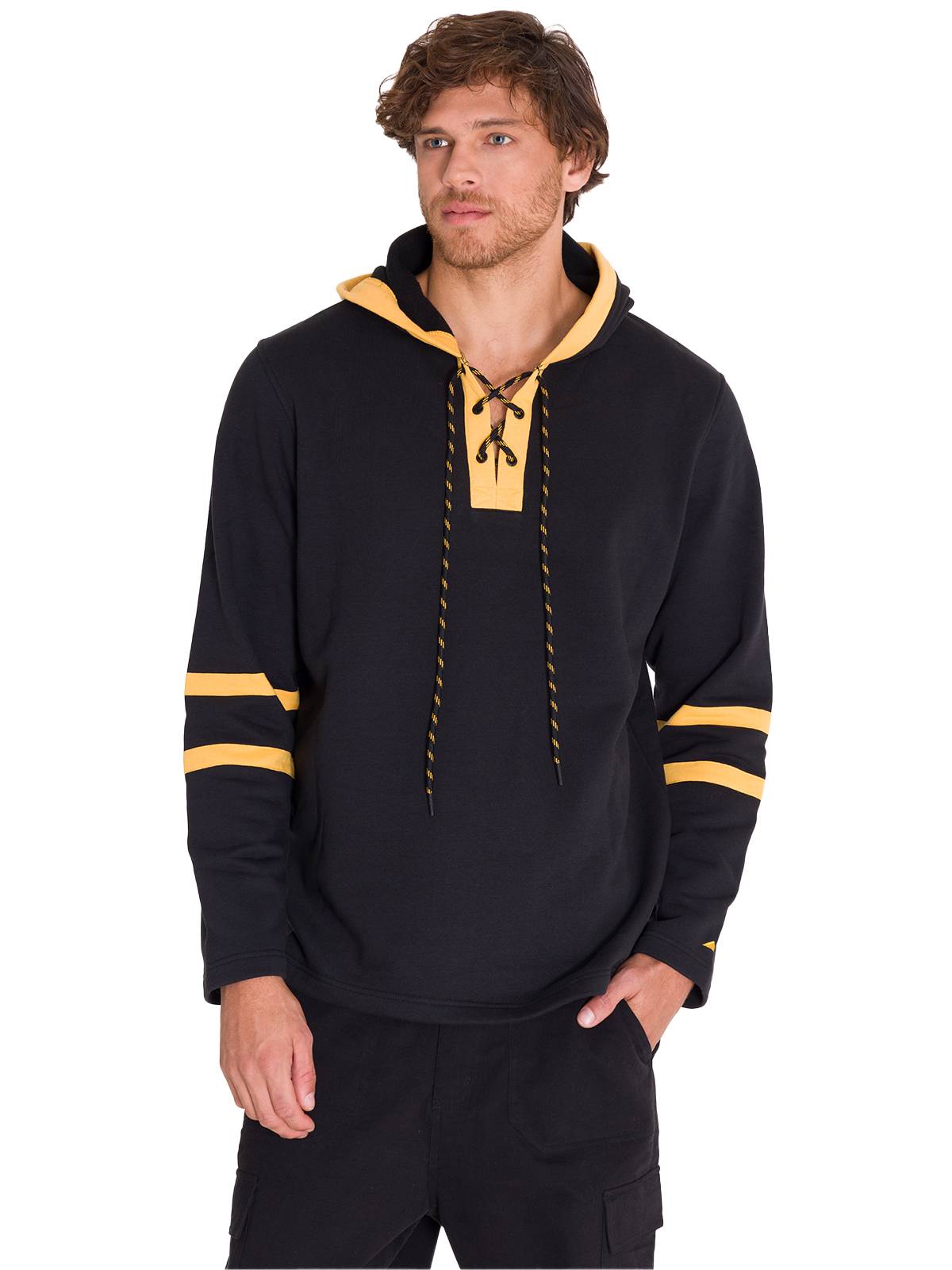 Polerón Manga Larga Hombre CENTENNIAL LACE-UP HOODIE Negro Cat