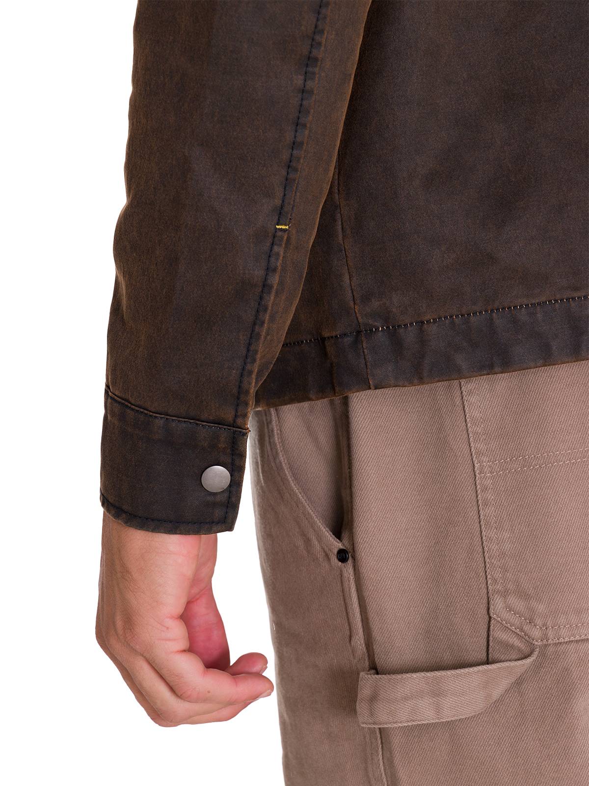 Chaqueta Manga Larga Hombre WAXED CHORE Café Oscura Cat