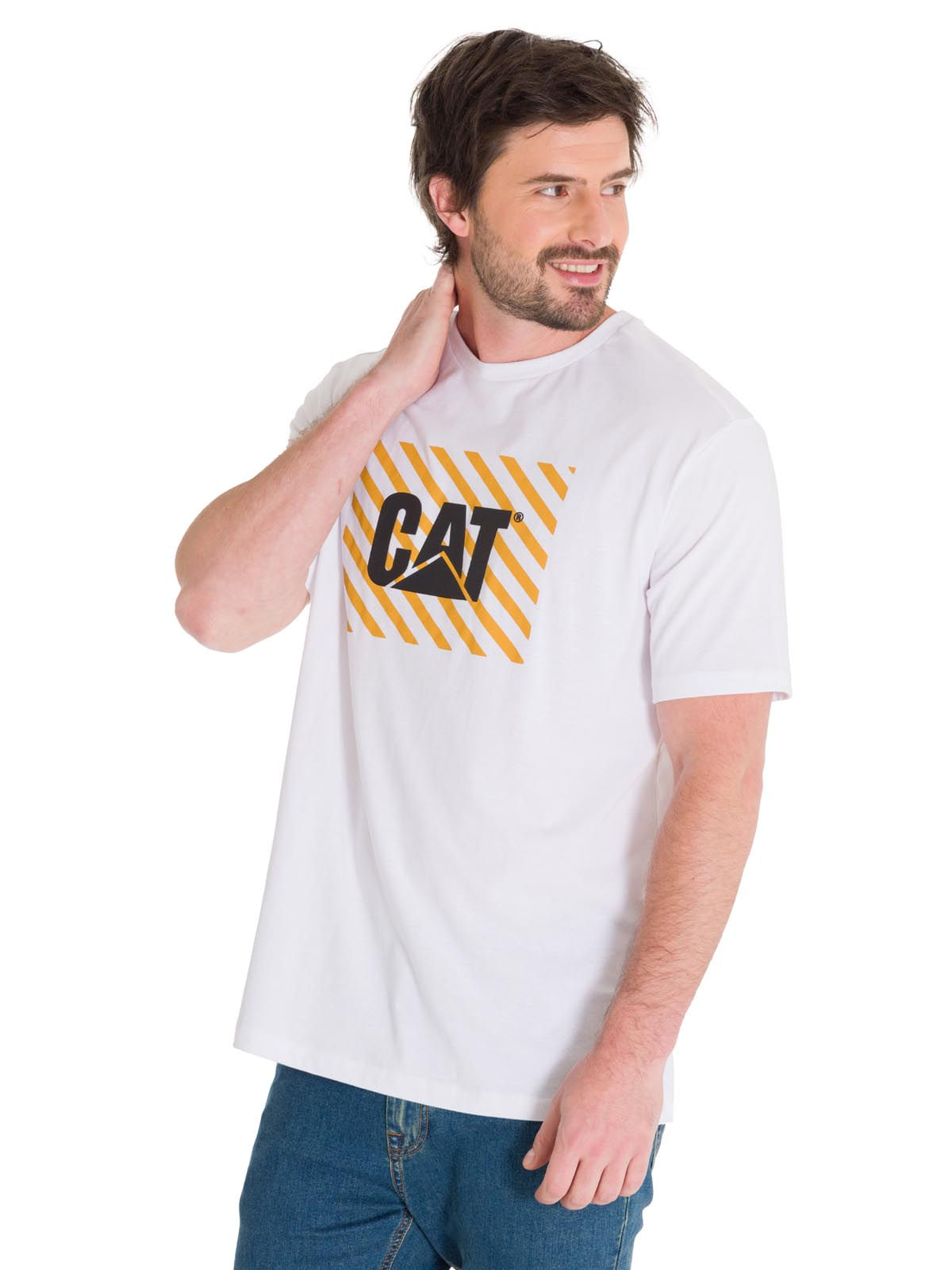 Polera Manga Corta Hombre EVERYDAY WORKWEAR GRAPHIC TEE Blanca Cat