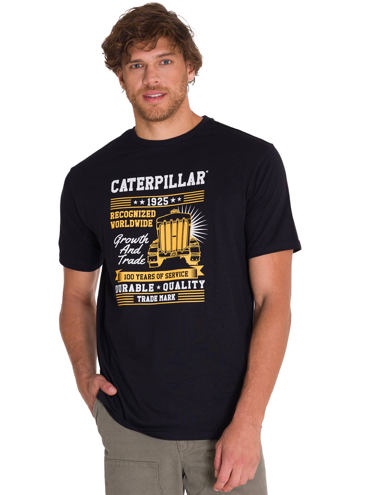 Polera Manga Corta Casual Hombre CENTENNIAL 100 YEARS GRAPHIC TEE Negra Cat