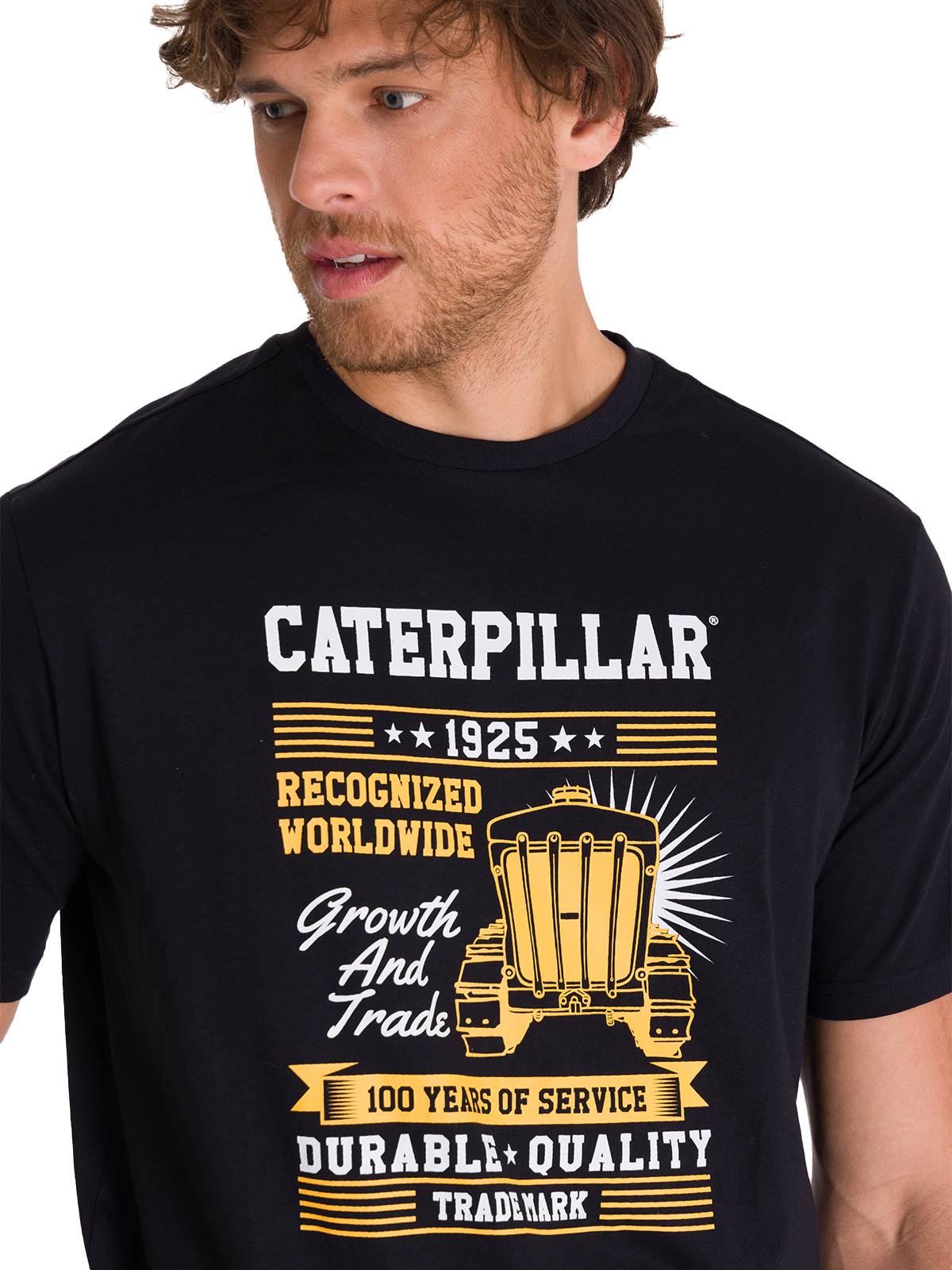 Polera Manga Corta Casual Hombre CENTENNIAL 100 YEARS GRAPHIC TEE Negra Cat