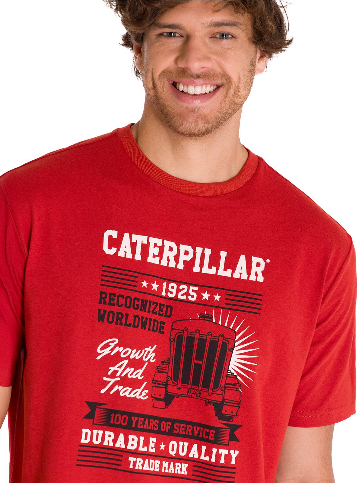 Polera Manga Corta Casual Hombre CENTENNIAL 100 YEARS GRAPHIC TEE  Roja Cat