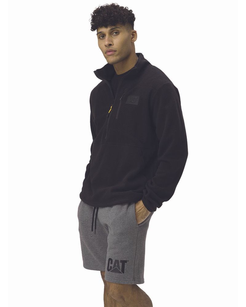 Polar-Manga-Larga-Hombre-Microfleece-Quarter-Zip-Pullover-Negro-Cat