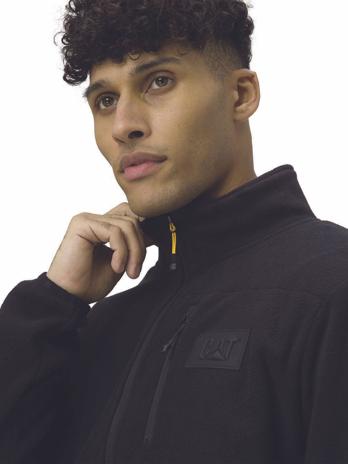 Polar Manga Larga Hombre Microfleece Quarter Zip Pullover Negro Cat