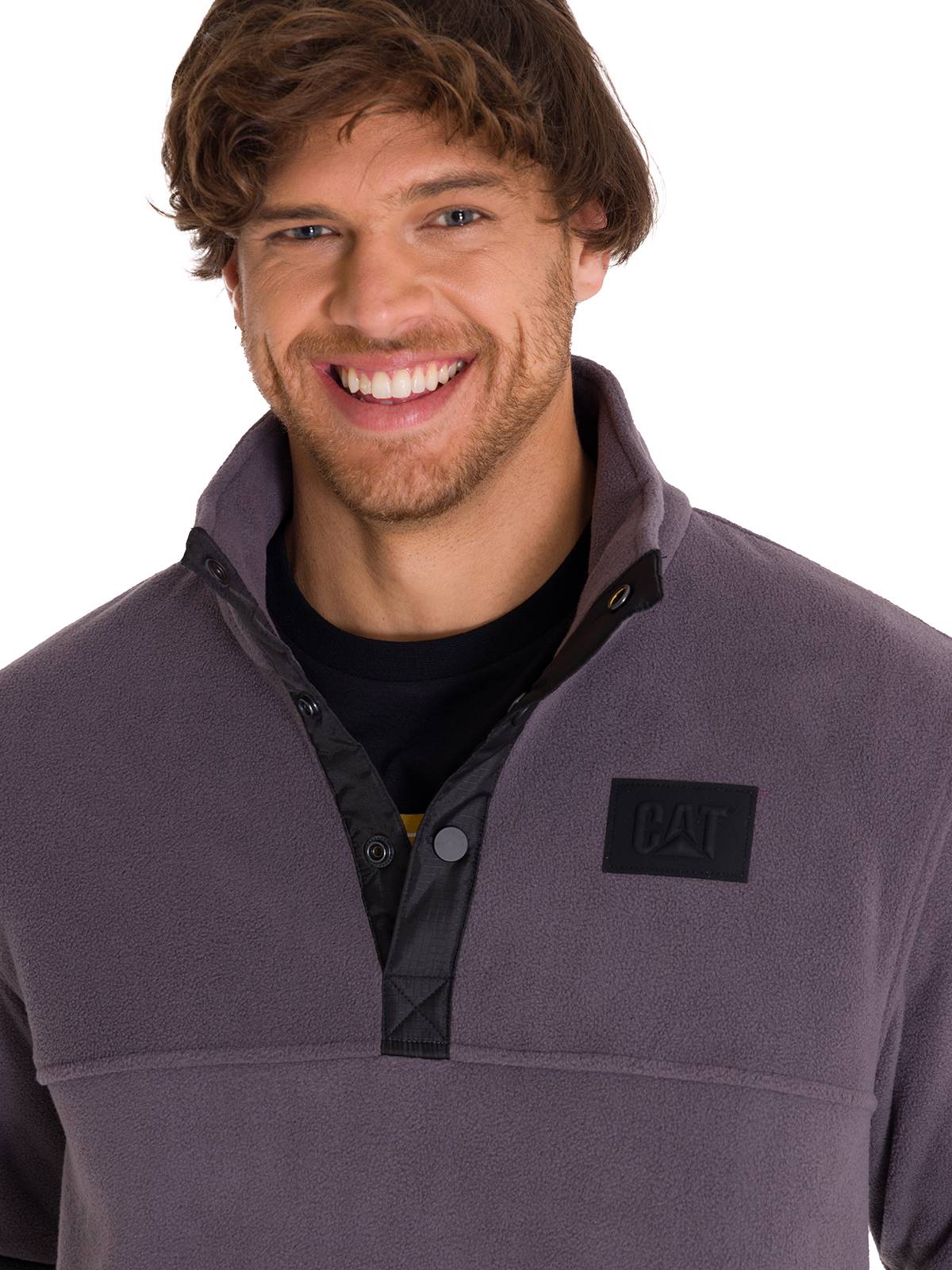 Polar Manga Larga Hombre Fleece Half Snap Gris Oscuro Cat