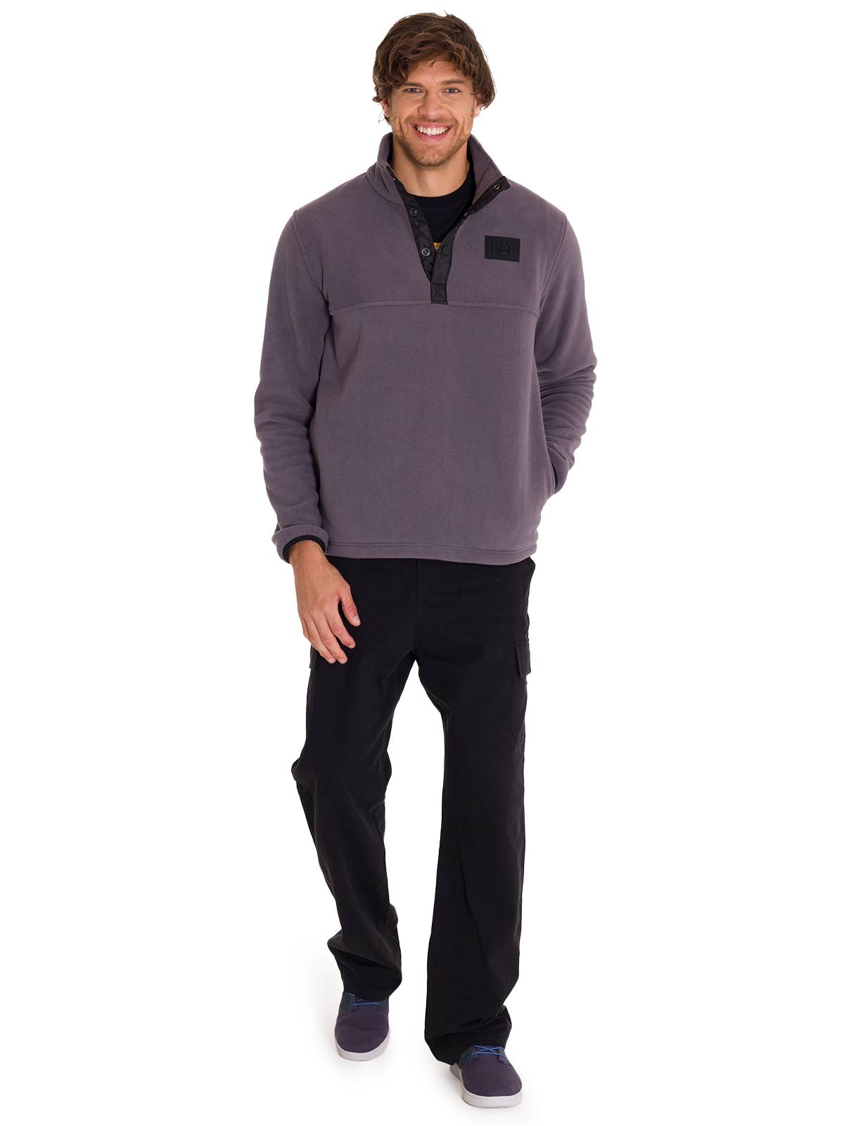 Polar Manga Larga Hombre Fleece Half Snap Gris Oscuro Cat