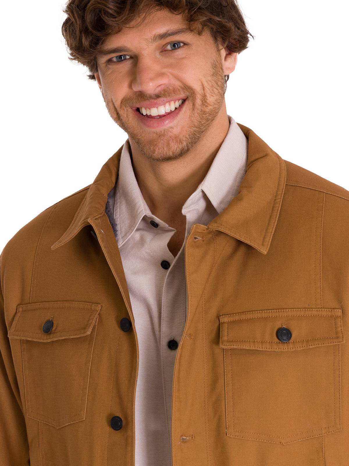 Chaqueta Manga Larga Hombre Trucker Bronce Cat