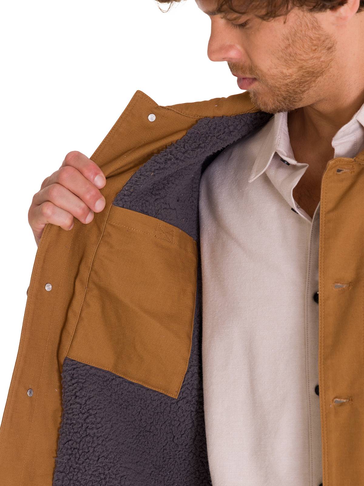 Chaqueta Manga Larga Hombre Trucker Bronce Cat