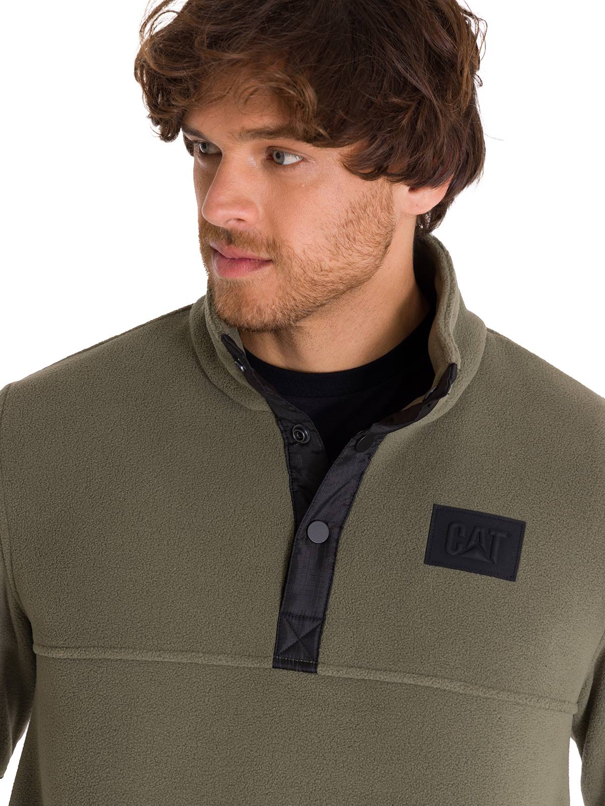 Polar Manga Larga Hombre Fleece Half Snap Oliva Cat
