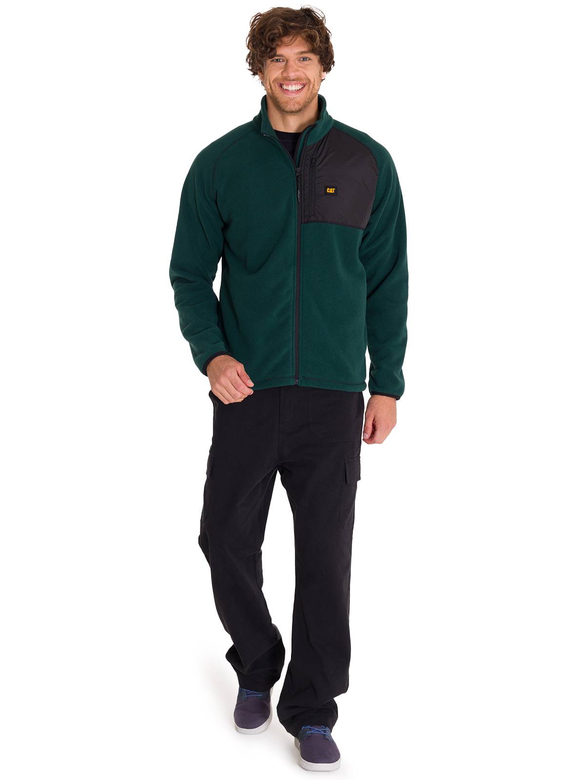 Polar Manga Larga Hombre Fleece Full Zip Verde Petróleo Cat