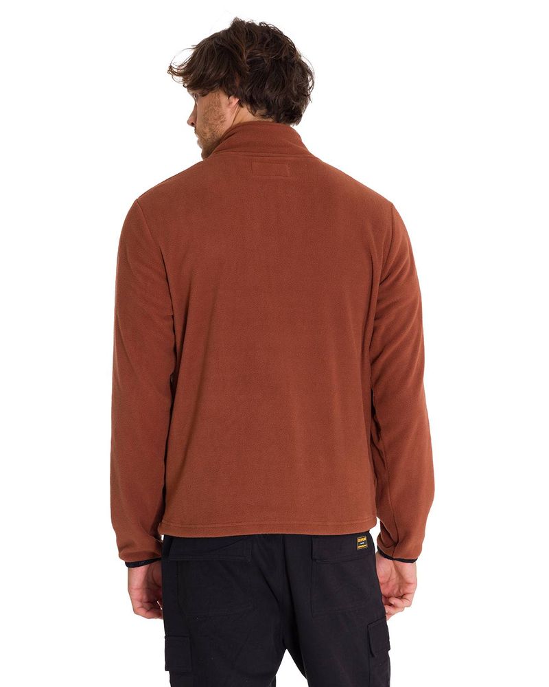 Polar-Manga-Larga-Hombre-Microfleece-Quarter-Zip-Pullover-Terracota-Cat