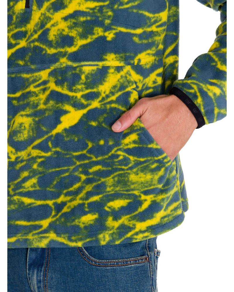 Polar-Manga-Larga-Hombre-Microfleece-Quarter-Zip-Pullover-Azul-Cat