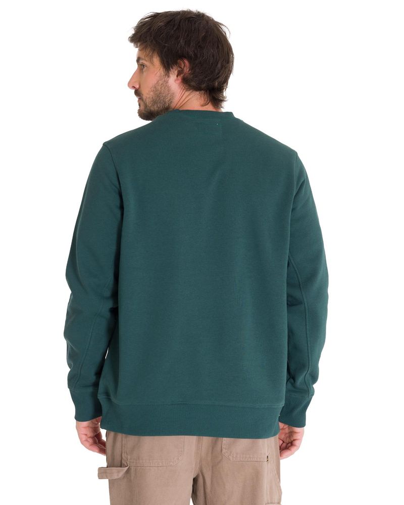 Poleron-Crewneck-Hombre-Logo-Caterpillar-Verde-Cat