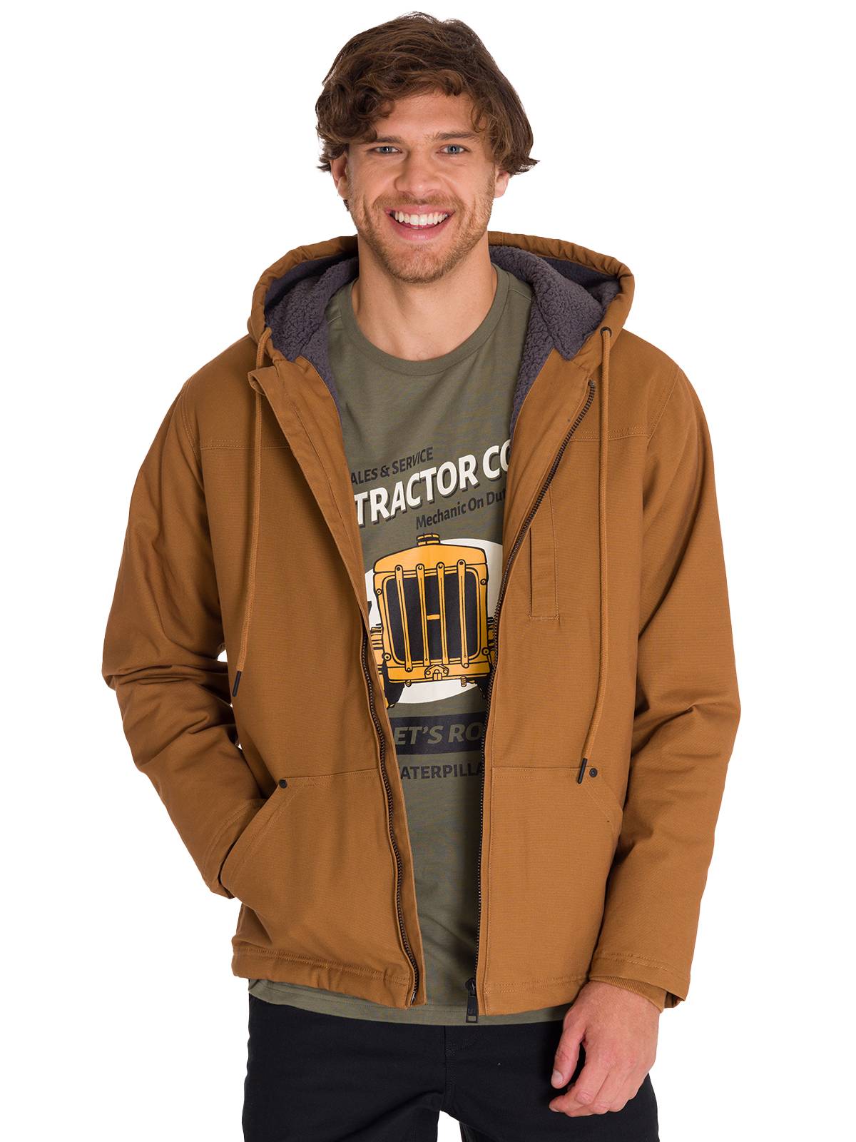 Chaqueta Hombre Hooded Sherpa Bronze Cat