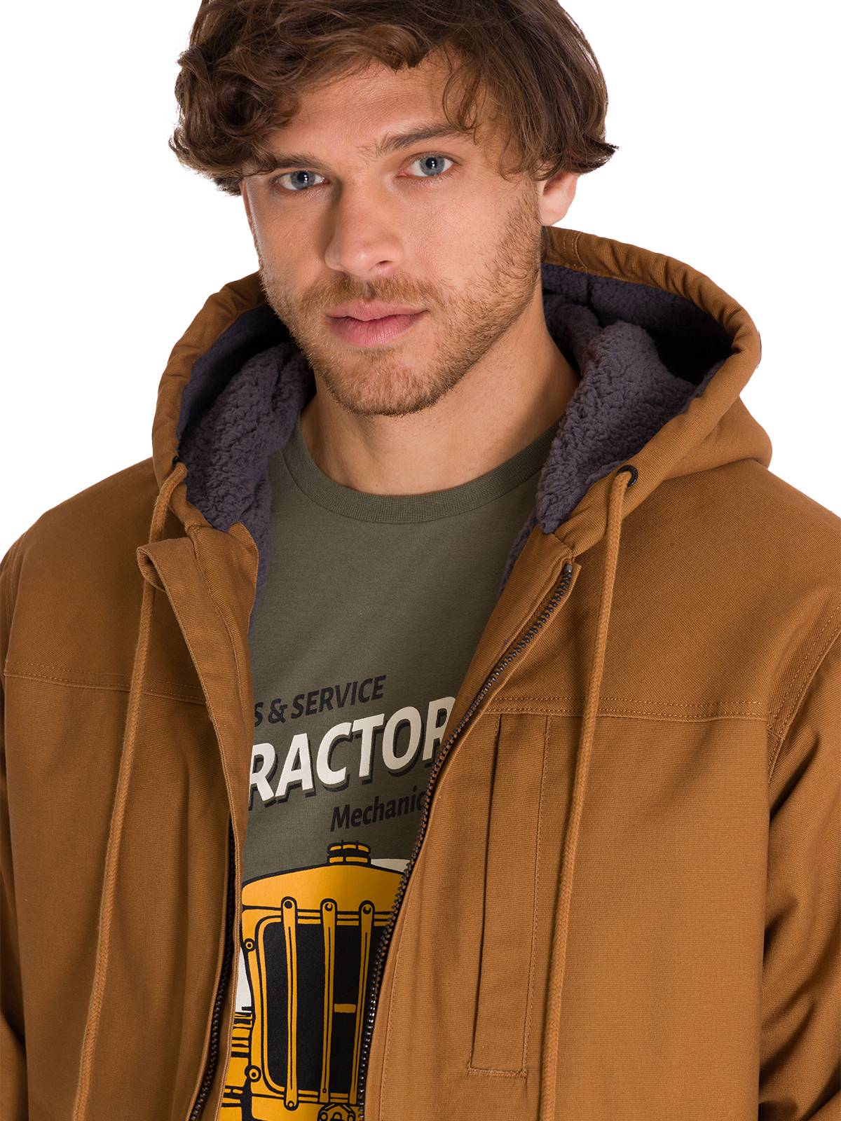 Chaqueta Hombre Hooded Sherpa Bronze Cat