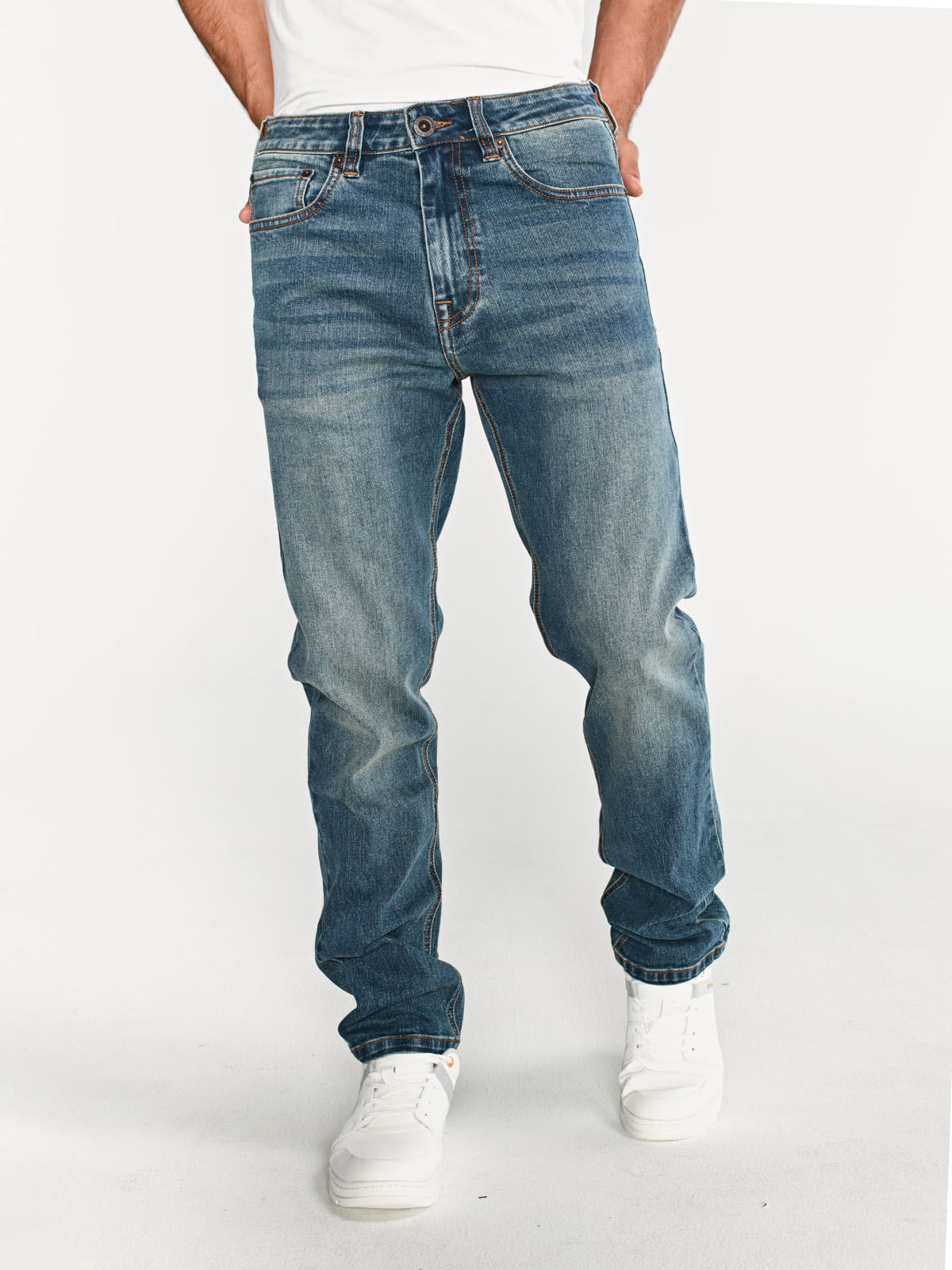 Jeans Rectos Hombre Eco Stretch Azul Cat