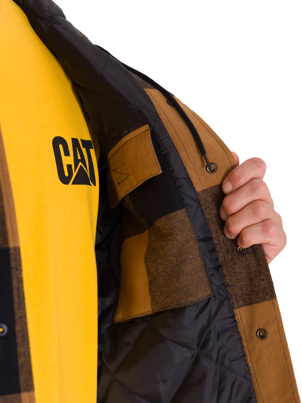 Chaqueta Hombre Hooded Flannel Negro y Café Cat